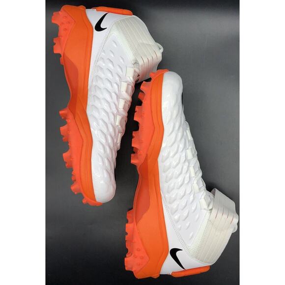 Nike Force Savage Pro 2 Shark White Orange Football Cleats BV5448-100 Mens Sz 14 - Picture 3 of 12